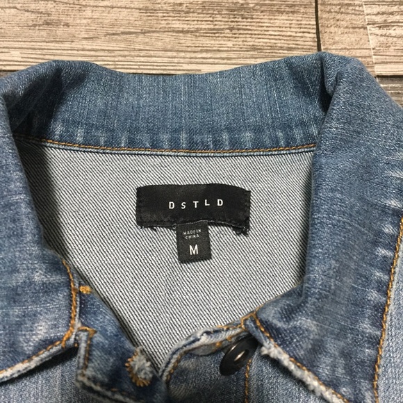 DSTLD Jean Jacket Women’s M Blue Distressed Denim Pockets Stretch Trucker - Picture 9 of 9